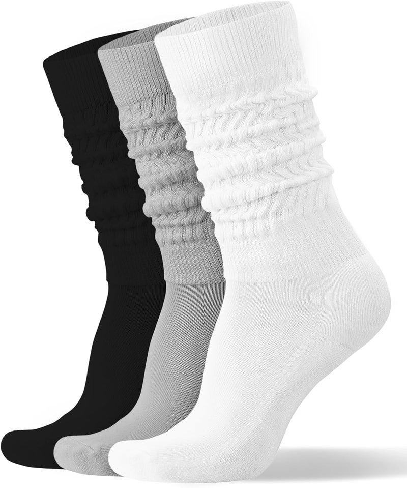 AugRing Store Womens Slouch Scrunch Socks Retro Knee High Soft Stack Chunky Cozy Boot Socks For Women Size 6-11 - Image 1